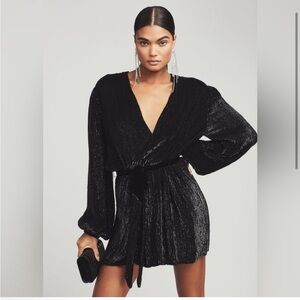 Retrofete Black Gabrielle Sequin Wrap Dress